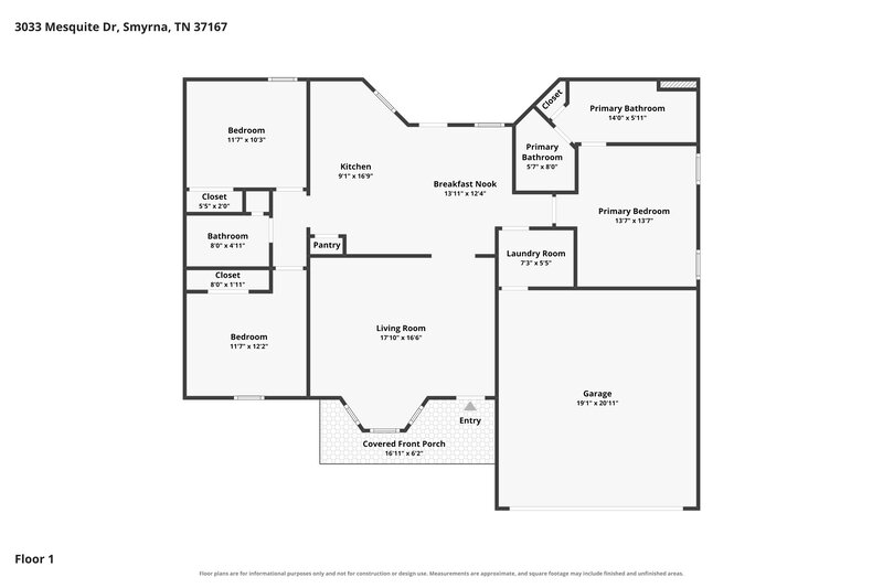 2,015/Mo, 3033 Mesquite Dr Smyrna, TN 37167 Floor Plan View