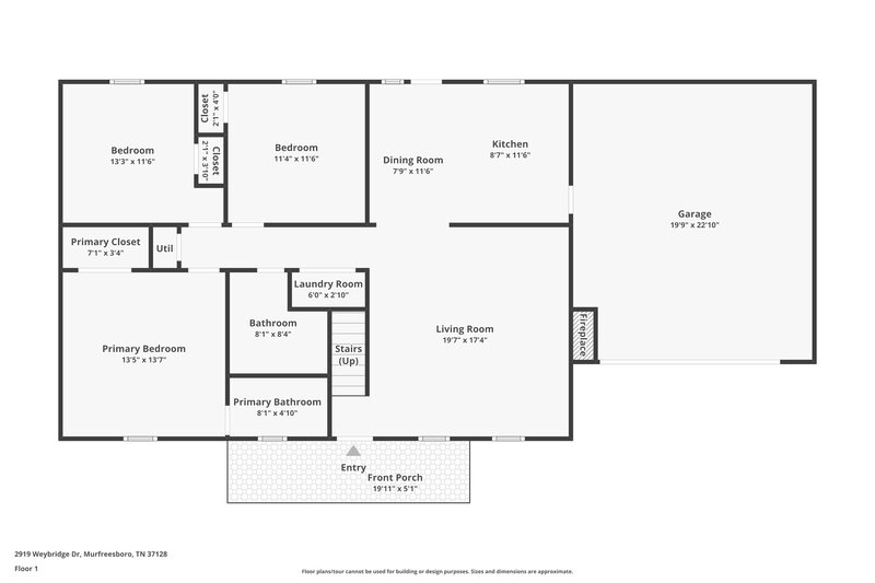 2,275/Mo, 2919 Weybridge Dr Murfreesboro, TN 37128 Floor Plan View
