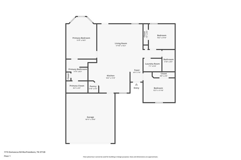 1,855/Mo, 1715 Damascus Rd Murfreesboro, TN 37128 Floor Plan View