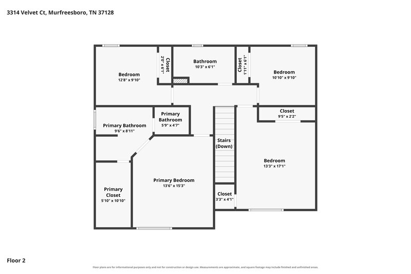 2,250/Mo, 3314 Velvet Ct Murfreesboro, TN 37128 Floor Plan View 2