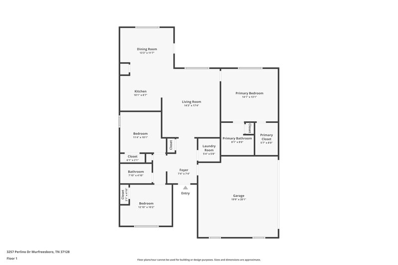 1,910/Mo, 3257 Perlino Dr Murfreesboro, TN 37128 Floor Plan View