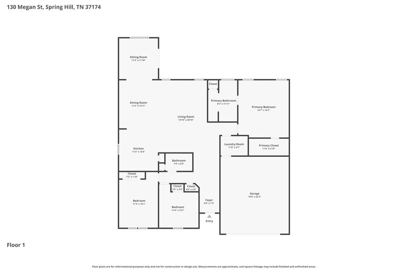 2,030/Mo, 130 Megan St Spring Hill, TN 37174 Floor Plan View