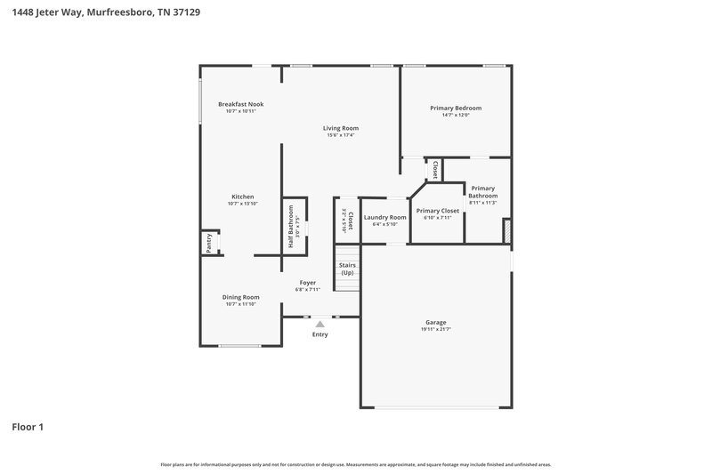 2,395/Mo, 1448 Jeter Way Murfreesboro, TN 37129 Floor Plan View