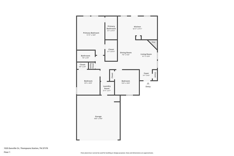 1,950/Mo, 1525 Danville Cir Thompsons Station, TN 37179 Floorplan View