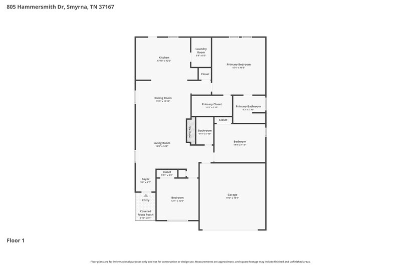 2,150/Mo, 805 Hammersmith Dr Smyrna, TN 37167 Floor Plan View