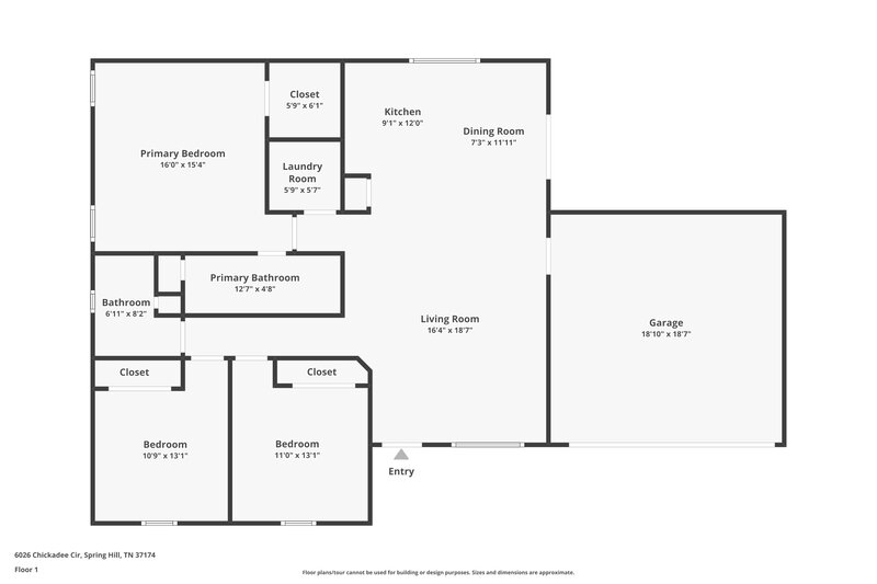 2,065/Mo, 6026 Chickadee Cir Spring Hill, TN 37174 Floor Plan View