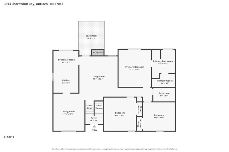 2,635/Mo, 3613 Shorewind Bay Antioch, TN 37013 Floor Plan View 2