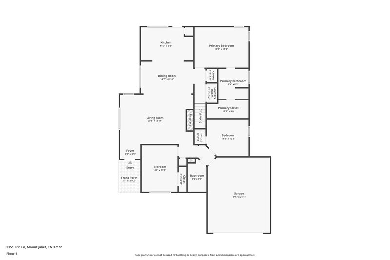 2,290/Mo, 2151 Erin Ln Mt Juliet, TN 37122 Floor Plan View