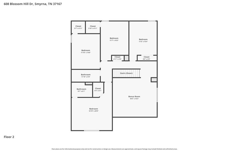 2,835/Mo, 608 Blossom Hill Dr Smyrna, TN 37167 Floor Plan View 2