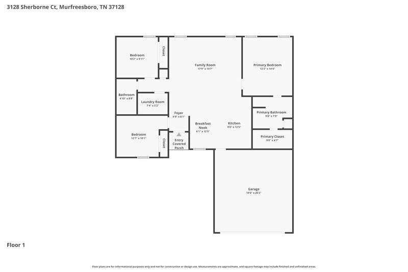 2,000/Mo, 3128 Sherborne Ct Murfreesboro, TN 37128 Floor Plan View