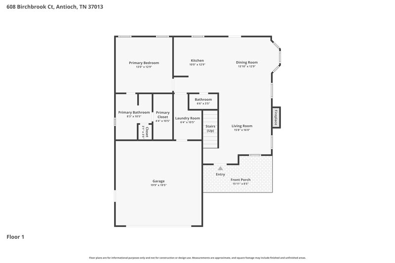 2,100/Mo, 608 Birchbrook Ct Antioch, TN 37013 Floor Plan View