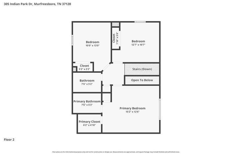 1,995/Mo, 305 Indian Park Dr Murfreesboro, TN 37128 Floor Plan View 2