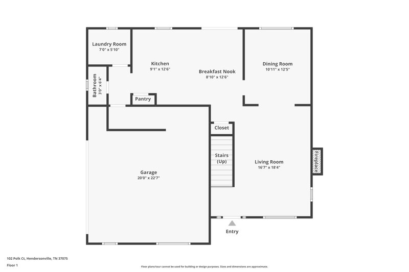 2,435/Mo, 102 Polk Ct Hendersonville, TN 37075 Floorplan View