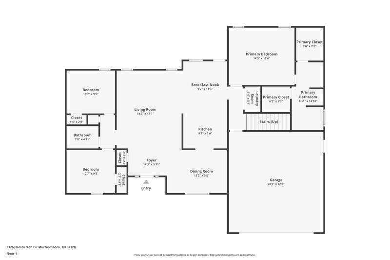 2,085/Mo, 3326 Hamberton Cir Murfreesboro, TN 37128 Floor Plan View