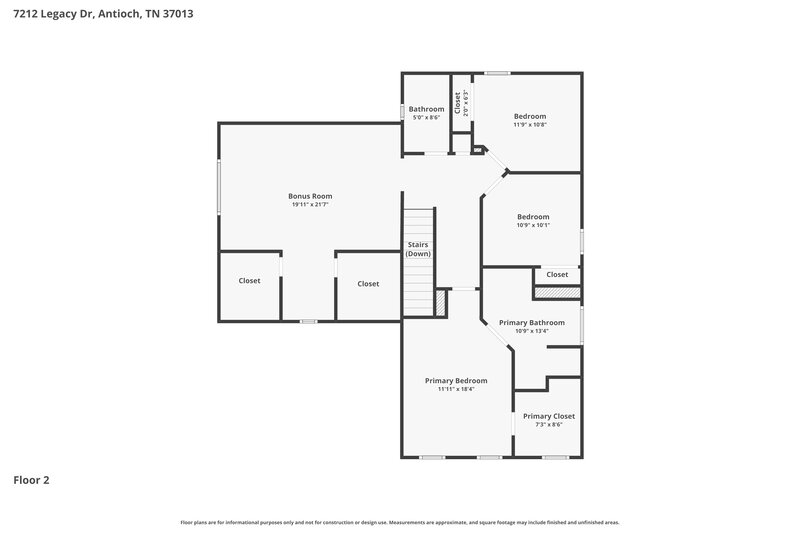 2,000/Mo, 7212 Legacy Dr Antioch, TN 37013 Floor Plan View 2