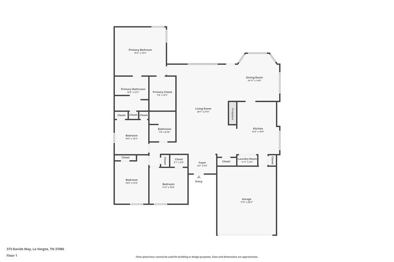 2,290/Mo, 373 Davids Way La Vergne, TN 37086 Floor Plan View