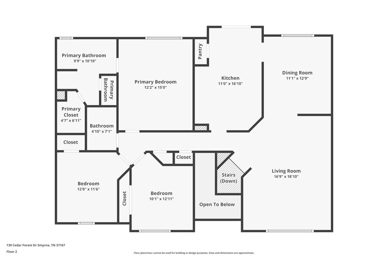 2,625/Mo, 139 Cedar Forest Dr Smyrna, TN 37167 Floor Plan View 2