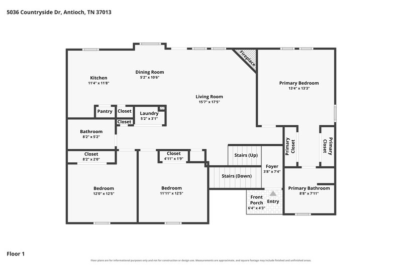 2,385/Mo, 5036 Countryside Dr Antioch, TN 37013 Floor Plan View 2