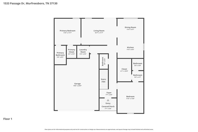 2,160/Mo, 1533 Passage Dr Murfreesboro, TN 37130 Floor Plan View