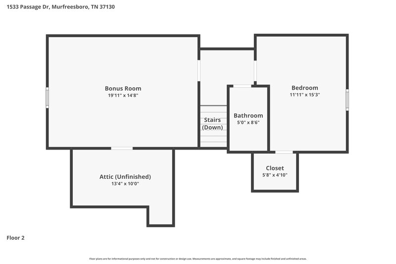 2,160/Mo, 1533 Passage Dr Murfreesboro, TN 37130 Floor Plan View 2
