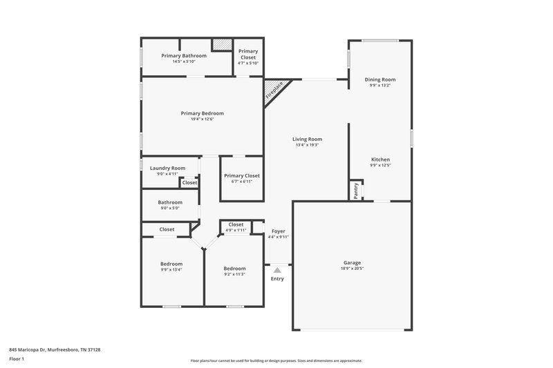 1,880/Mo, 845 Maricopa Dr Murfreesboro, TN 37128 Floor Plan View