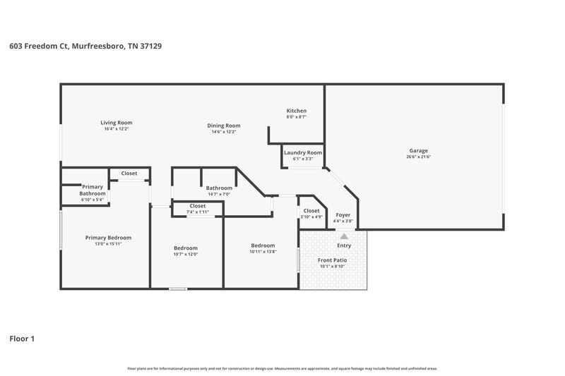 1,885/Mo, 603 Freedom Ct Murfreesboro, TN 37129 Floor Plan View