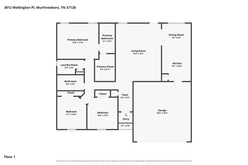 2,065/Mo, 3012 Wellington Pl Murfreesboro, TN 37128 Floor Plan View