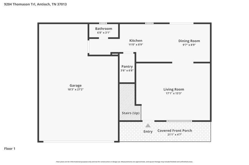 2,200/Mo, 9204 Thomason Trl Antioch, TN 37013 Floor Plan View