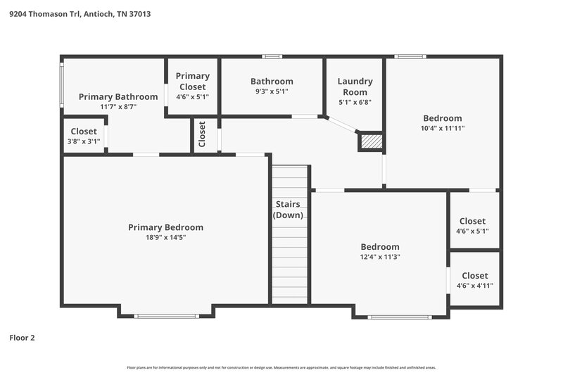 2,200/Mo, 9204 Thomason Trl Antioch, TN 37013 Floor Plan View 2