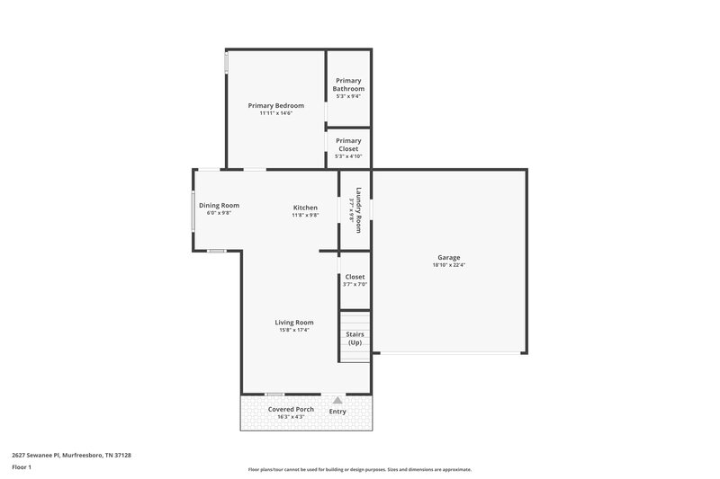 1,835/Mo, 2627 Sewanee Pl Murfreesboro, TN 37128 Floor Plan View