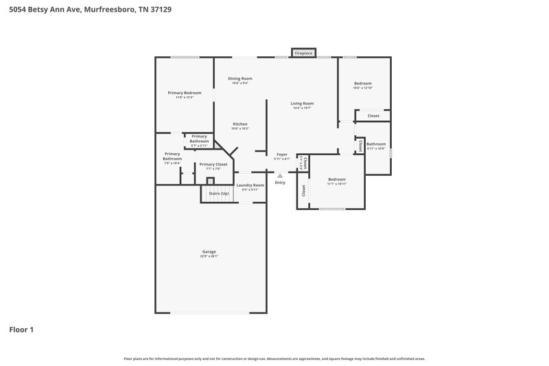 2,405/Mo, 5054 Betsy Ann Ave Murfreesboro, TN 37129 Floor Plan View