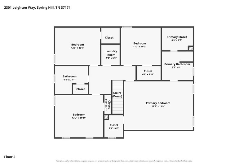 2,285/Mo, 2301 Leighton Way Spring Hill, TN 37174 Floor Plan View 2