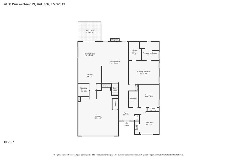 2,565/Mo, 4008 Pineorchard Pl Antioch, TN 37013 Floorplan View