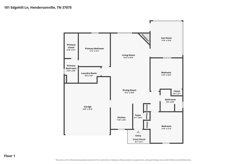 2,225/Mo, 101 Edgehill Ln Hendersonville, TN 37075 Floor Plan View