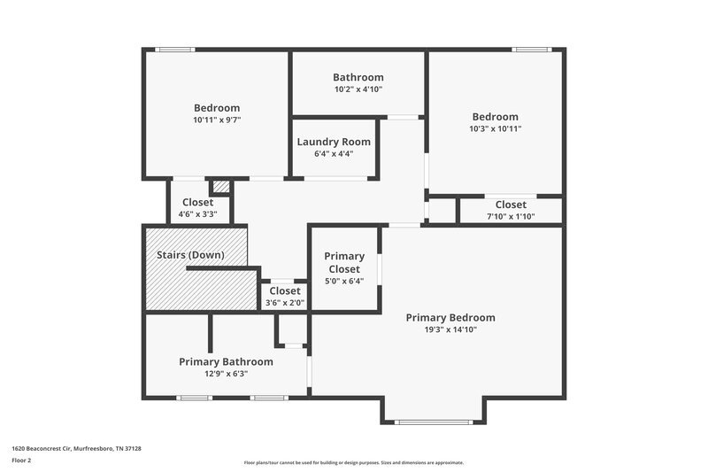 1,925/Mo, 1620 Beaconcrest Cir Murfreesboro, TN 37128 Floor Plan View 2