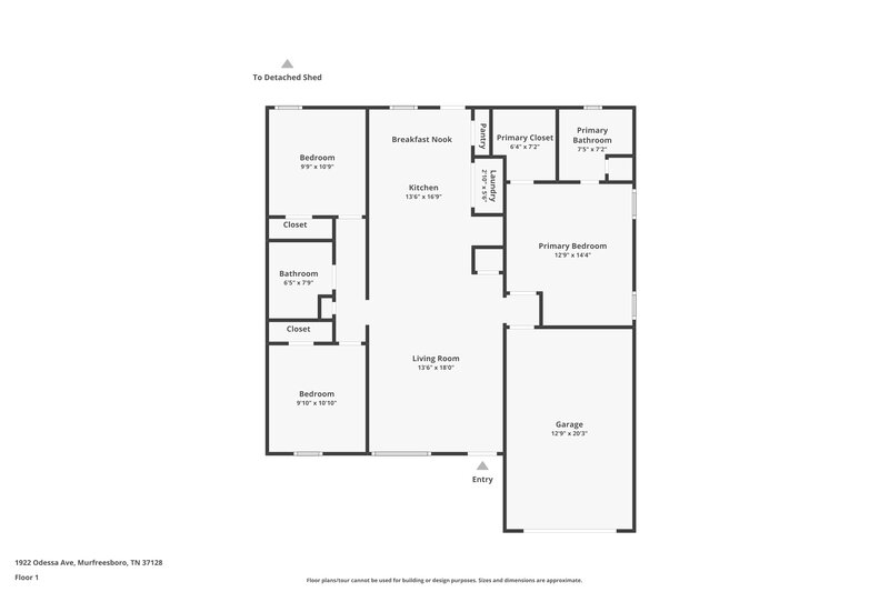 1,840/Mo, 1922 Odessa Ave Murfreesboro, TN 37128 Floor Plan View