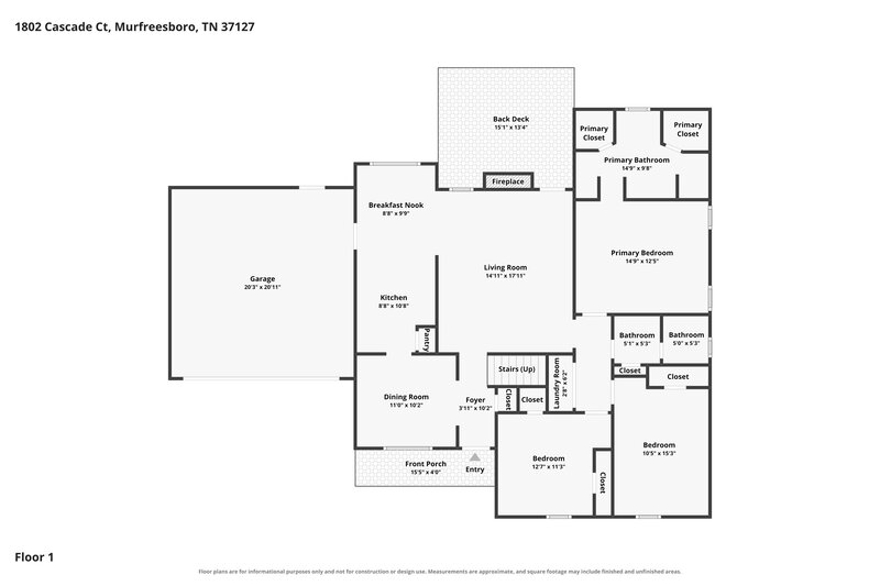 2,370/Mo, 1802 Cascade Ct Murfreesboro, TN 37127 Floor Plan View 2
