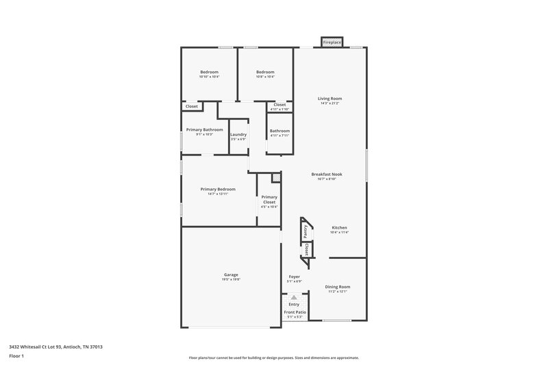 2,035/Mo, 3432 Whitesail Ct Antioch, TN 37013 Floor Plan View