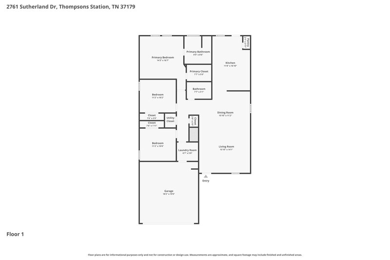 2,130/Mo, 2761 Sutherland Dr Thompsons Station, TN 37179 Floor Plan View