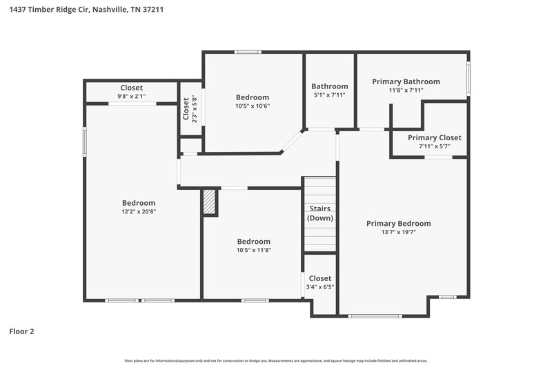 2,725/Mo, 1437 Timber Ridge Cir Nashville, TN 37211 Floor Plan View 3