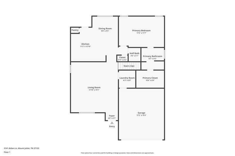 2,100/Mo, 3141 Aidan Ln Mt Juliet, TN 37122 Floor Plan View