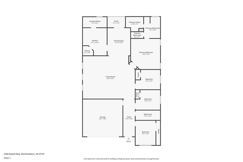 2,195/Mo, 2420 Nabali Way Murfreesboro, TN 37127 Floor Plan View