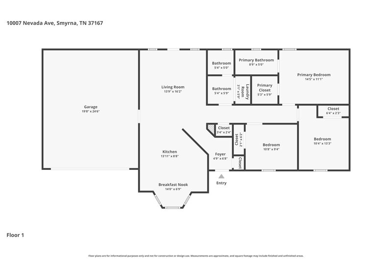 1,935/Mo, 10007 Nevada Ave Smyrna, TN 37167 Floor Plan View