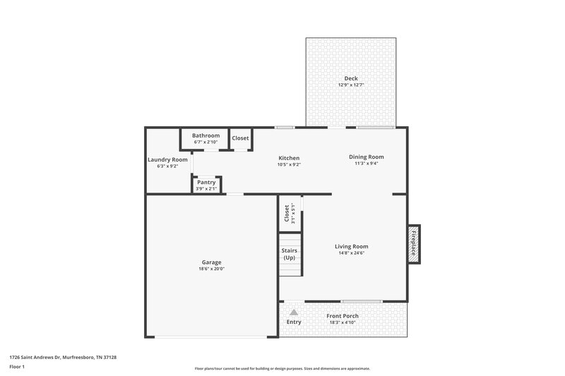 1,940/Mo, 1726 Saint Andrews Dr Murfreesboro, TN 37128 Floor Plan View