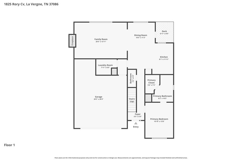 2,110/Mo, 1825 Rory Cv La Vergne, TN 37086 Floor Plan View