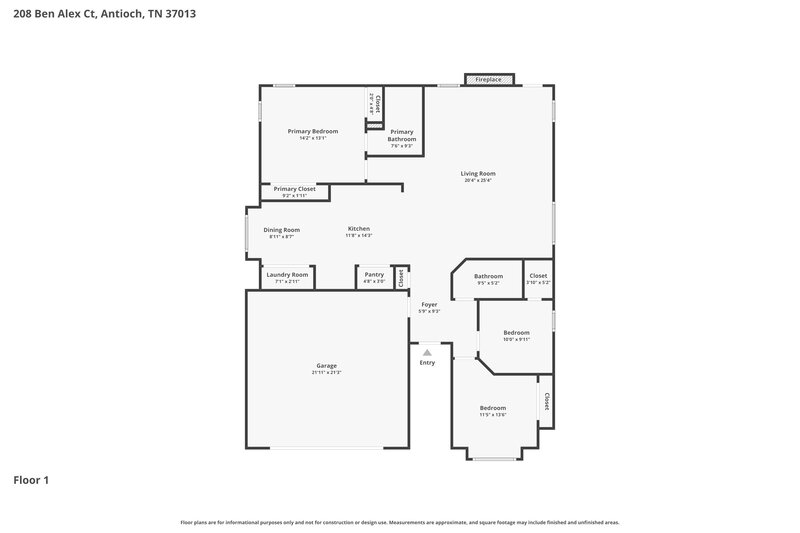 2,045/Mo, 208 Ben Alex Ct Antioch, TN 37013 Floor Plan View