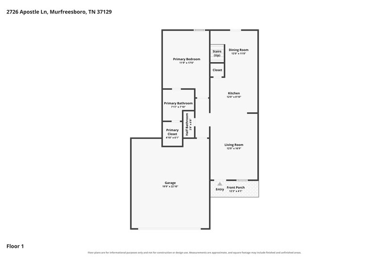 2,085/Mo, 2726 Apostle Ln Murfreesboro, TN 37129 Floor Plan View