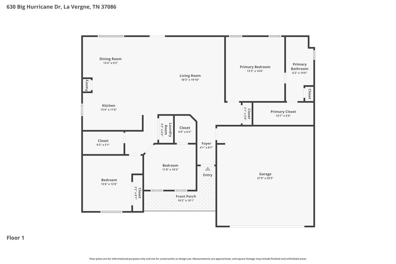 1,945/Mo, 630 Big Hurricane Dr La Vergne, TN 37086 Floor Plan View