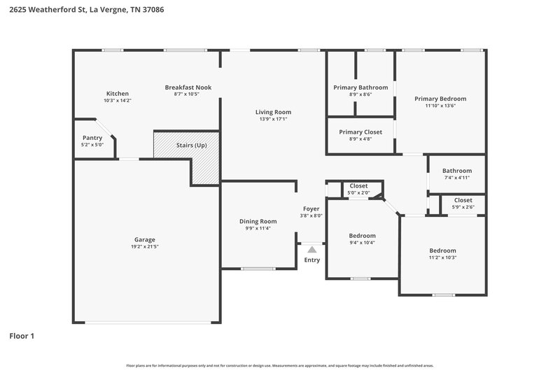 2,165/Mo, 2625 Weatherford St La Vergne, TN 37086 Floor Plan View