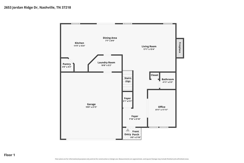 2,480/Mo, 2653 Jordan Ridge Dr Nashville, TN 37218 Floor Plan View 2
